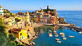 View over the Cinque Terre village of Vernazza, Italy