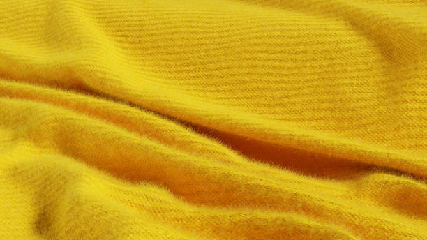 istock Yellow fuzzy fabric texture luxurious background. 3D rendered 1484182220