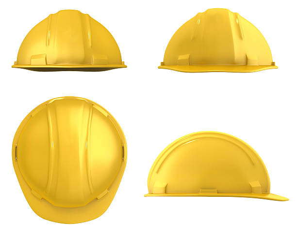 construction jaune casque quatre vues isolés - Photo