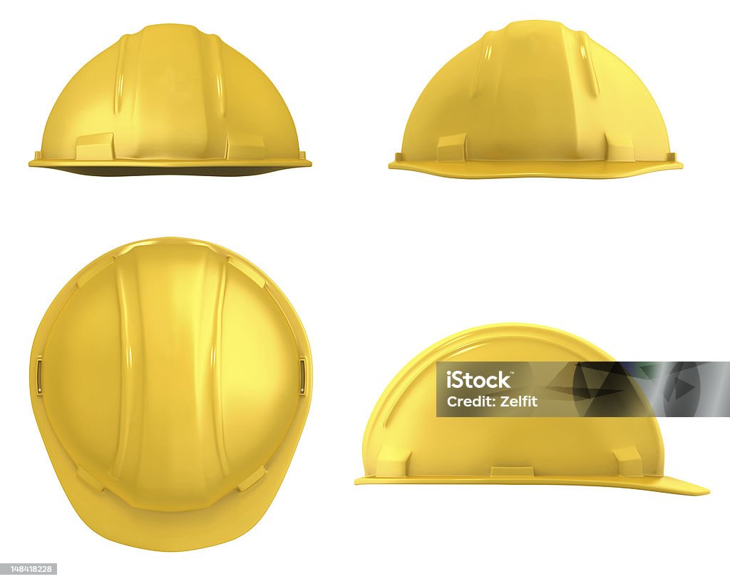 Vistas de quatro de capacete amarelo construção isoladas - Royalty-free Capacete Foto de stock