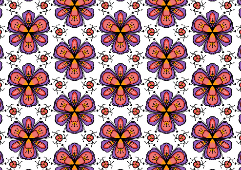 Flower Geometry Purple Pink Embroidery Pattern Geometry Pattern Leather Texture Printed On Cloth