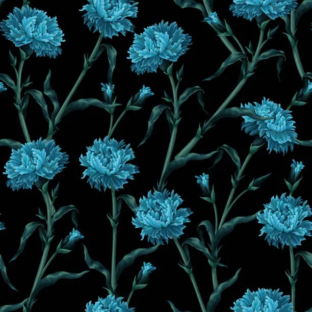 Vector illustration of Seamless pattern with carnations. Vector.