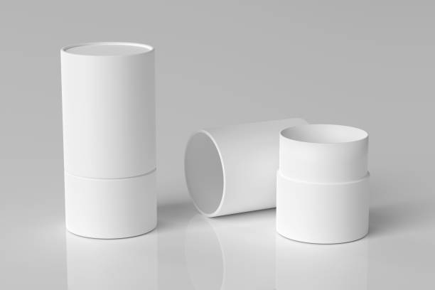 istock Blank White Cylinder Packaging Cardboard Box Mockup - 3D Illustration 1484188809