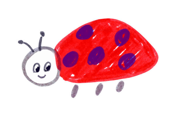 istock Felt pen childlike drawing of cute lady bug 1484188985