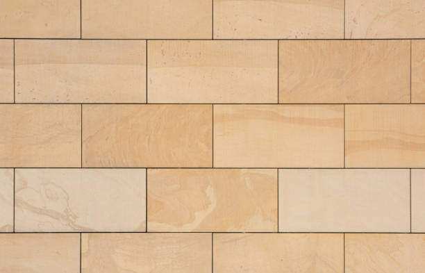 Close-up of a wall clad in limestone