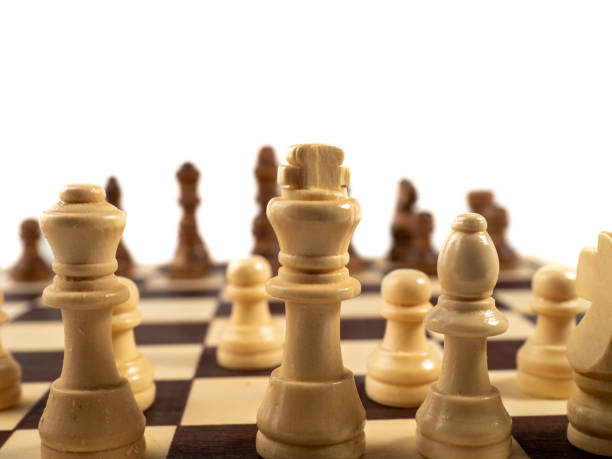 istock Wooden chess on a white background. Board game chess. 1484191194