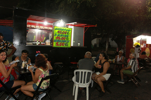 feira de santana, bahia, brazil - april 21, 2023: Food truck for sale of food during micareta in the city of Feira de Santana.