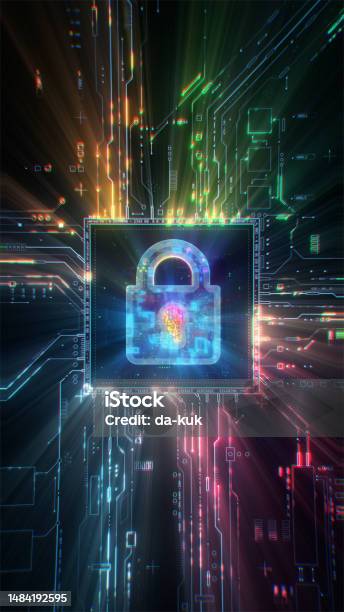 Hardware Security Concept Digital Shield Firewall With Central Computer ...