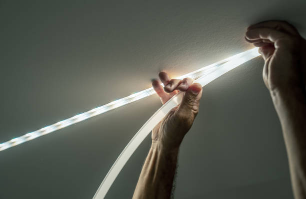 Moving to a new house. Diode lighting installation, how to install led strip for lighting correctly into aluminium bar.