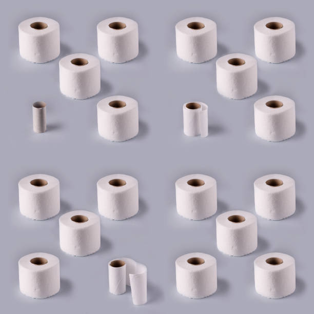 istock toilet paper on a blue background, seamless pattern 1484199255
