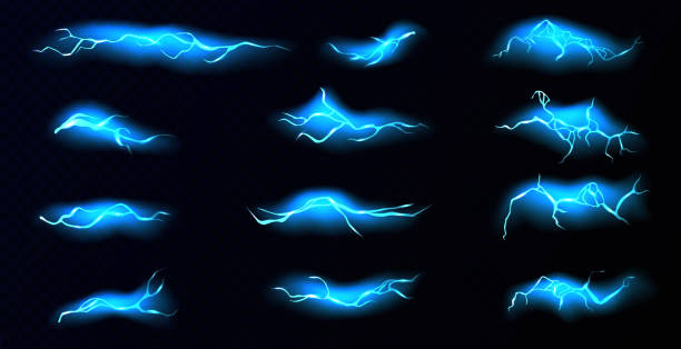 번개, 전기 벼락 타격 - impact exploding wave pattern shock stock illustrations