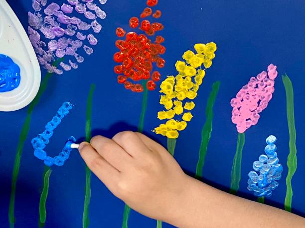istock Spring flowers. Art made by a child. 1484207871