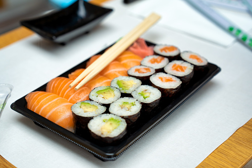 A delicious dish of Sushi.