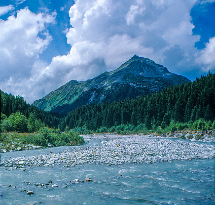 The view of walking from Maloja to Casaccia, Bregaglia, Switzerland.