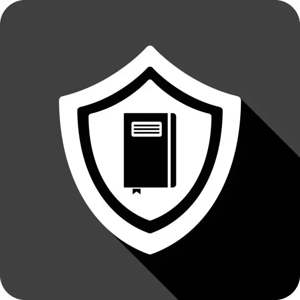 Vector illustration of Shield Notebook Icon Silhouette 3