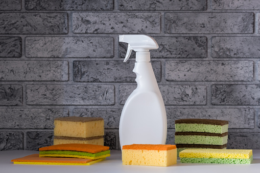 Household cleaners, detergent, rags, washcloths. Means for keeping the house clean