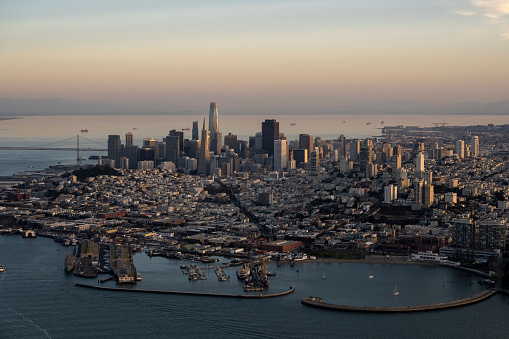 Aerial views of downtown San Francisco, California