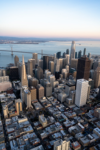 Helicopter point of view of San Francisco, USA. American cityscapes