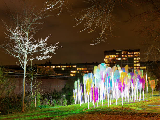 Artistic lights installation during lights festival, Amsterdam, Netherlands