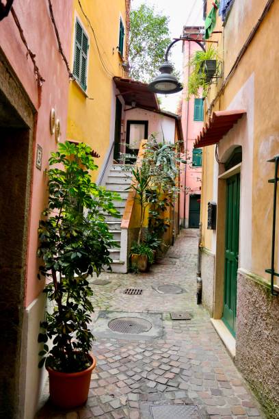istock View in an alley in a Ligurian village. 1484221663