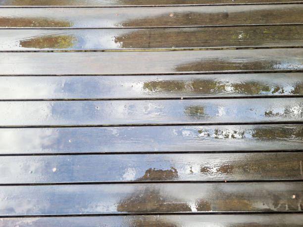 rain wet wooden floor
