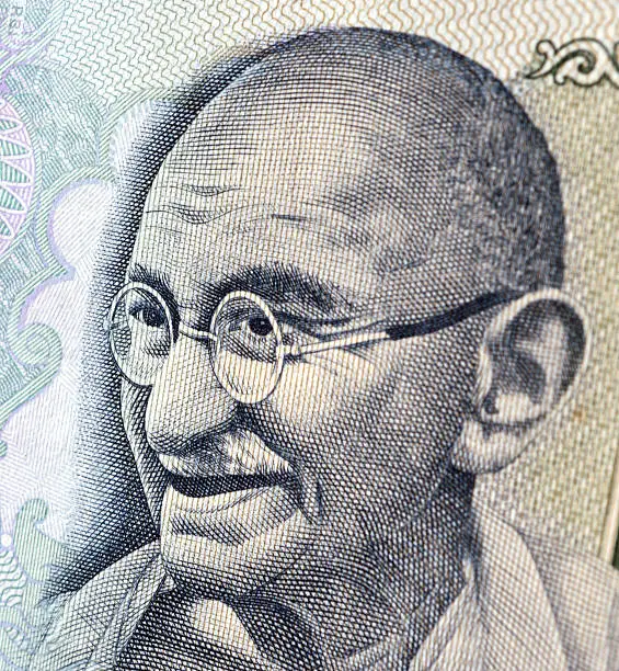 close up shot of mahatma Gandhi image on Indian currency