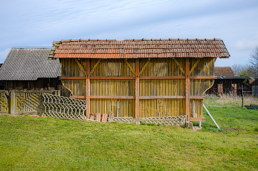 old wooden farmhouse on a farm, northern Croatia