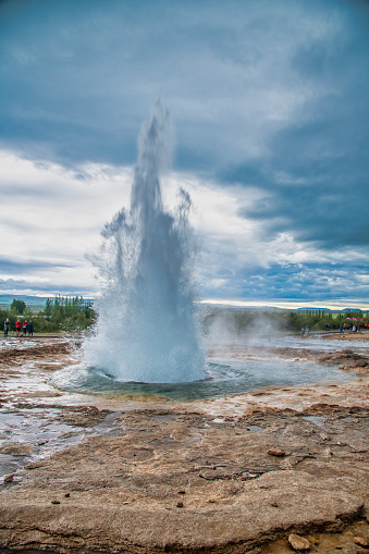 Geysir geyser in Iceland, summer season.