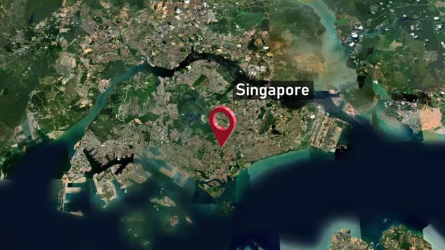Singapore Country Map Zoom from Space to Earth