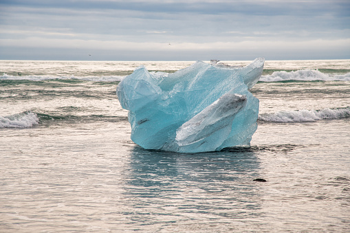 Icebergs in the Jokulsarlon Beach in summer season, Iceland.