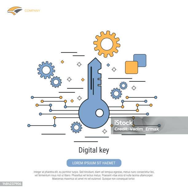 Digital Key Vector Concept Stock Illustration - Download Image Now ...