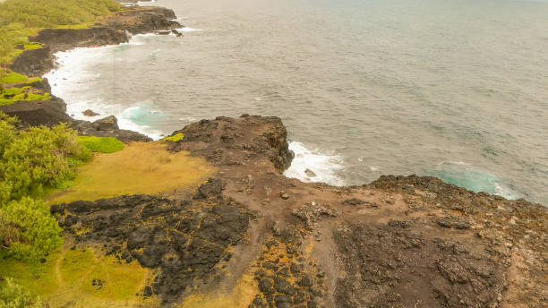 istock Pont Naturel, Mauritius Island. Beautiful arch rock formation from a drone viewpoint 1484241487