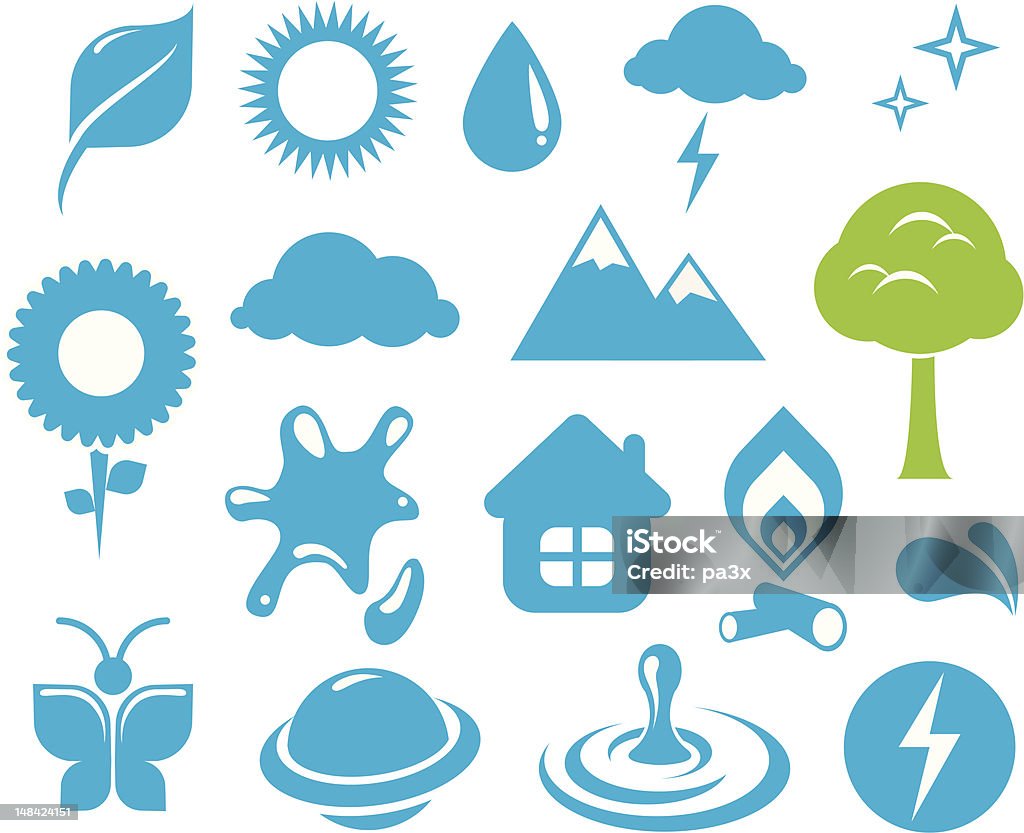 Conjunto de iconos de medio ambiente - arte vectorial de Biología libre de derechos