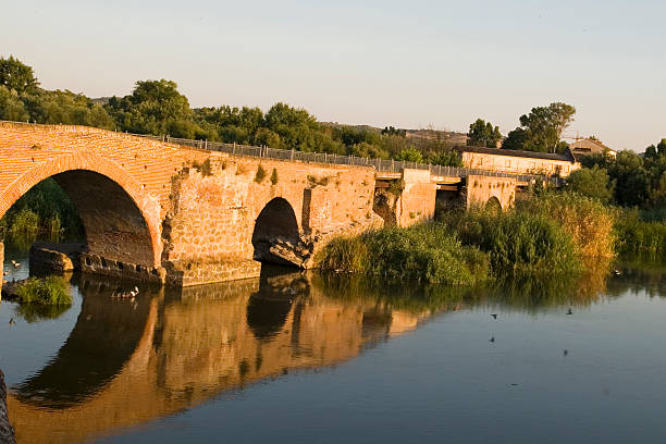 pont sur le fleuve tage, talavera de la reina - pont romain de cordoue photos et images de collection
