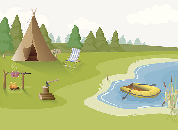 Camping vector art illustration