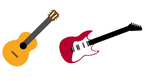 isolated simple design of classic nylon guitar and electric guitar fretless icon vector design
