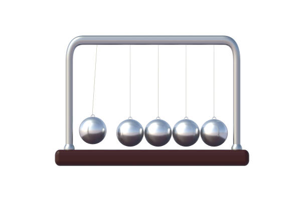 istock Newton's cradle isolated on white background. Balancing balls. Kinetic energy. Gravity pendulum. 3d render 1484259970