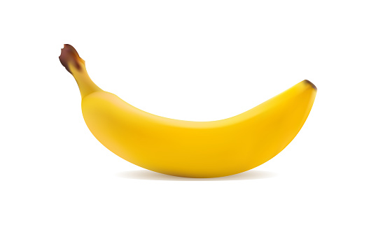 Banana in realistic style. 3d banana isolated on white background for printe, apps, webpages. Vector illustration EPS 10