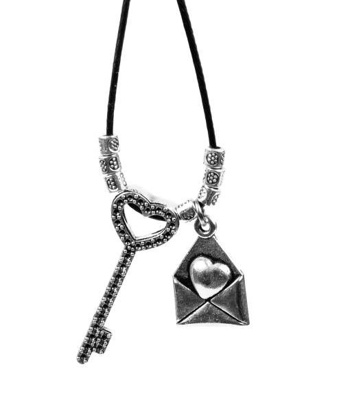 istock Jewelry silver key and heart on the white 1484260921