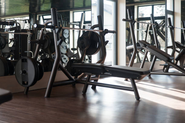 istock Large Modern Gym With Workout Equipment 1484265397