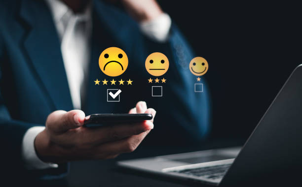 istock Customer Experience dissatisfied Concept, Unhappy man customer giving sadness emotion face on online survey, Bad review, bad service dislike bad quality, low rating, social media not good. 1484268578