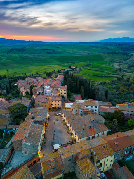 istock Lajatico, medieval Tuscan town from drone 1484268813