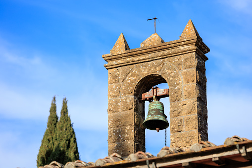 Church bell tower in Italy on the Amalfi Coast