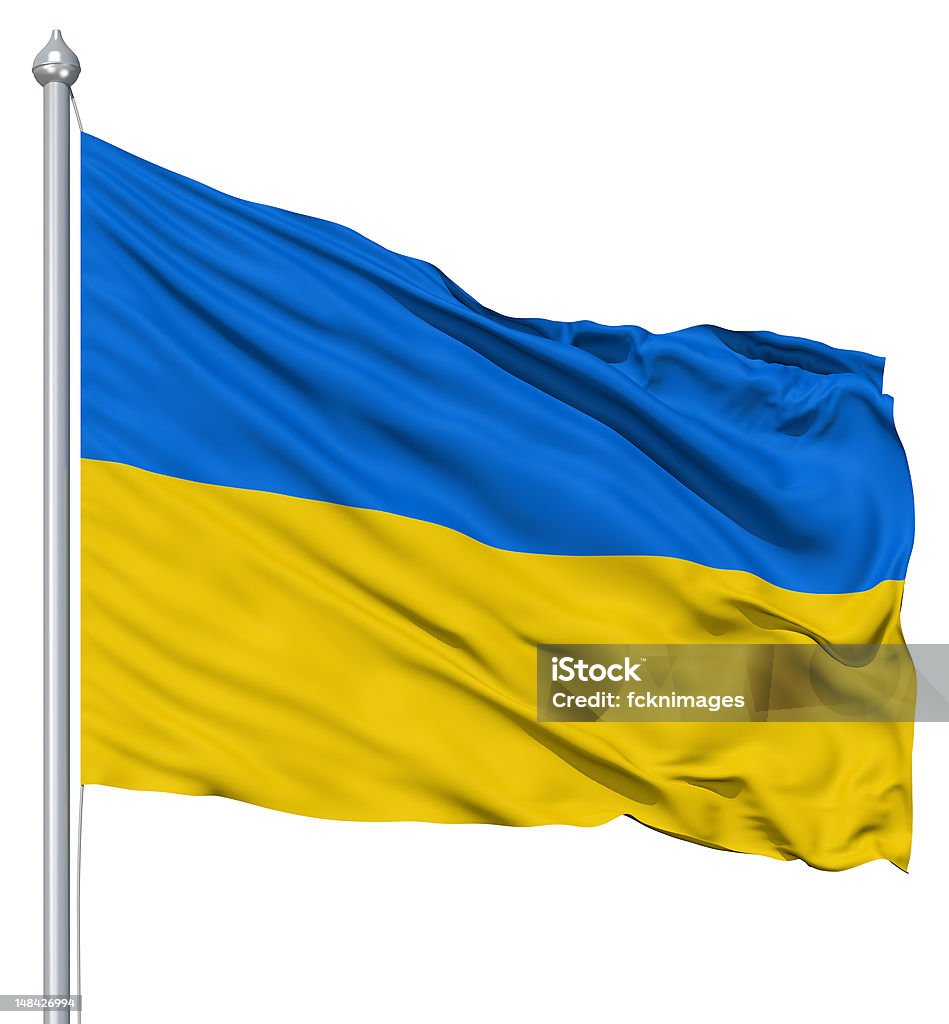 Acenando a bandeira de Ucrânia - Foto de stock de Bandeira royalty-free