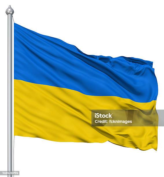 Foto de Acenando A Bandeira De Ucrânia e mais fotos de stock de Bandeira - Bandeira, Bandeira Ucraniana, Branco