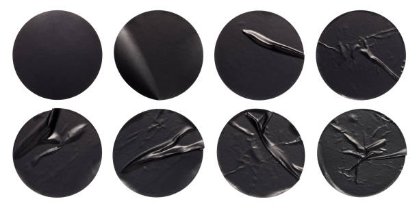 Blank black round adhesive stickers