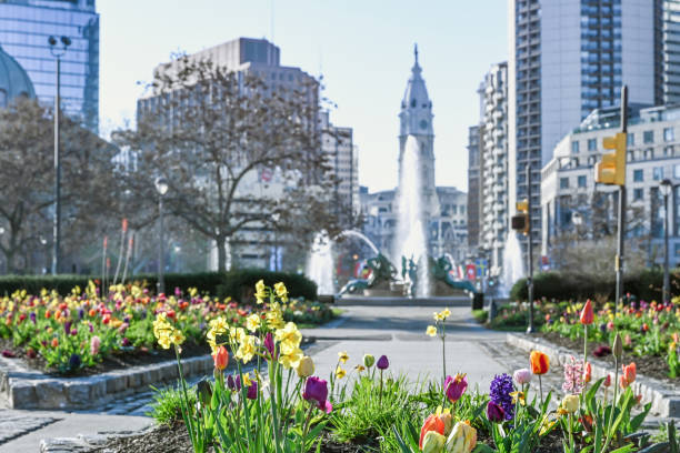 フィラデルフィアの街並み - benjamin franklin parkway ストックフォトと画像