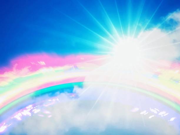 istock Abstract background with a rainbow in the refreshing blue sky 1484276005
