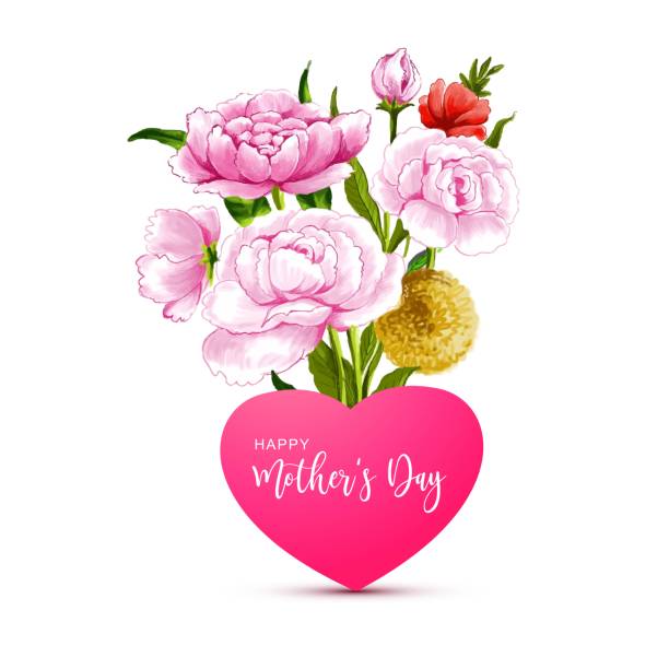 иллюстрация букета роз с открыткой с пожеланием счастливого фона ко дню матери - 7003 stock illustrations