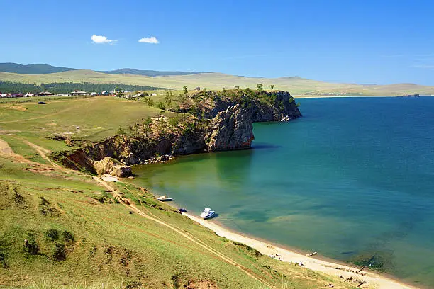 Shore of Olkhon Island on Baikal Lake near the Khuzhir village, Siberia, Russia